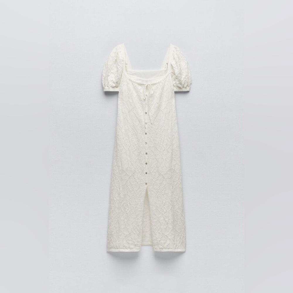 Zara White Jacquard Knit Dress